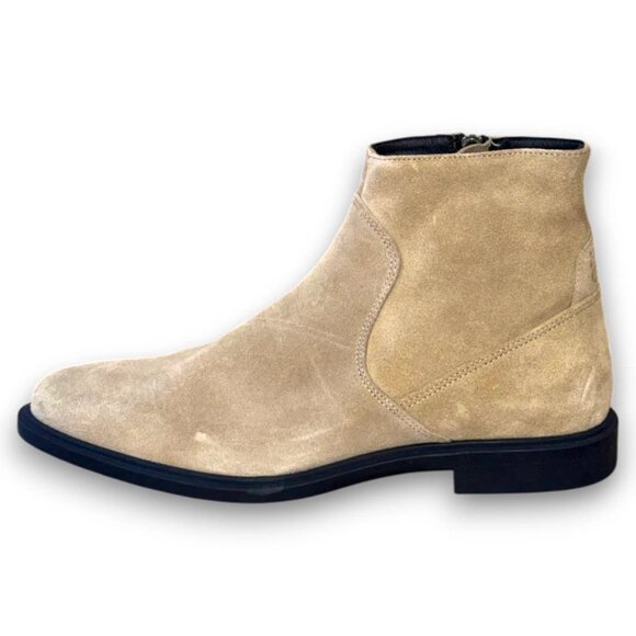 HUGO Kerr Side-Zip Ankle Boots Men's Beige Leather US 9 (UK 8 EU 42) MSRP $199 - Picture 2 of 4